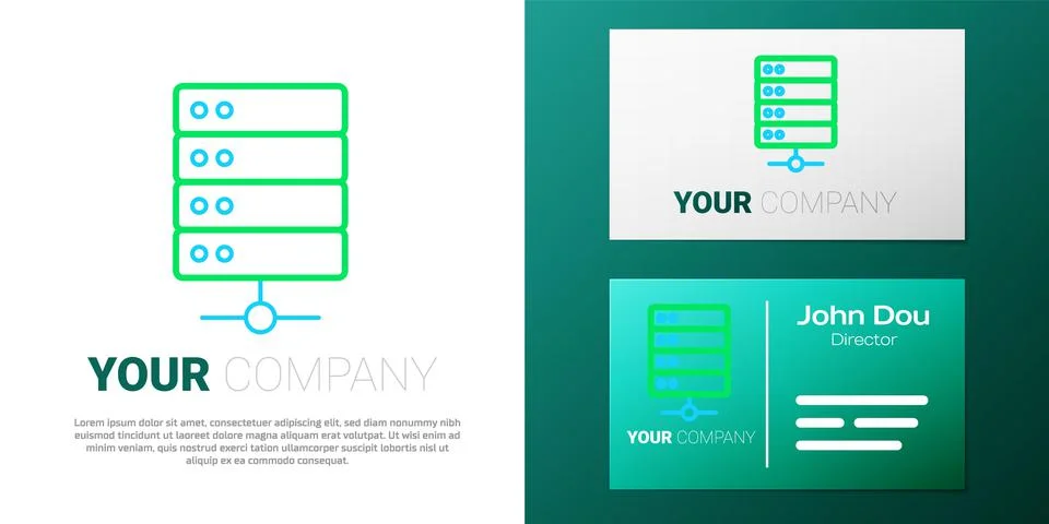 Line Server, Data, Web Hosting icon isolated on white background. Colorful Illustrazione stock