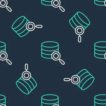 Line Server, Data, Web Hosting icon isolated seamless pattern on black Stock Illustration