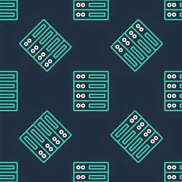 Line Server, Data, Web Hosting icon isolated seamless pattern on black Stock Illustration
