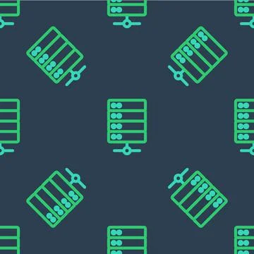 Line Server, Data, Web Hosting icon isolated seamless pattern on blue background Illustrazione stock