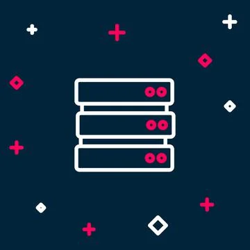 Line Server, Data, Web Hosting icon isolated on blue background. Colorful out Illustrazione stock