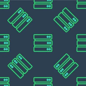 Line Server, Data, Web Hosting icon isolated seamless pattern on blue background Stock Illustration