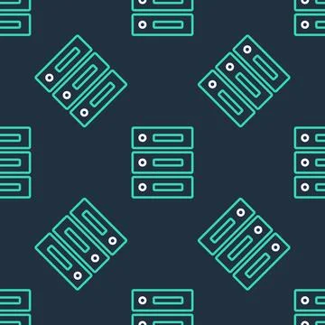 Line Server, Data, Web Hosting icon isolated seamless pattern on black Stock Illustration