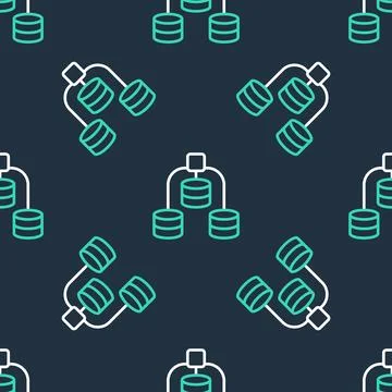Line Server, Data, Web Hosting icon isolated seamless pattern on black Stock Illustration