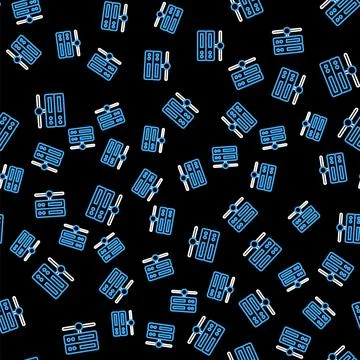 Line Server, Data, Web Hosting icon isolated seamless pattern on black イラスト素材