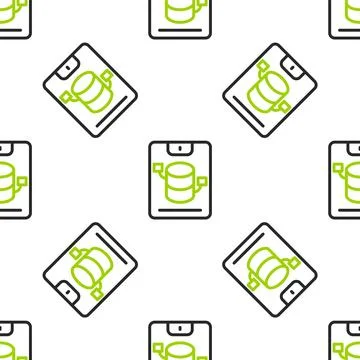 Line Server, Data, Web Hosting icon isolated seamless pattern on white backgr Illustrazione stock