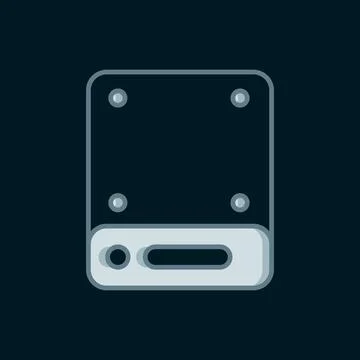 Line Server, Data, Web Hosting icon isolated on black background. Flat fill.. Stock Illustration