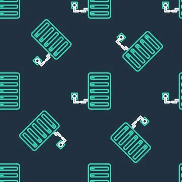 Line Server icon isolated seamless pattern on black background. Adjusting app 스톡 일러스트