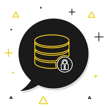 Line Server security with closed padlock icon isolated on white background Stock Illustration