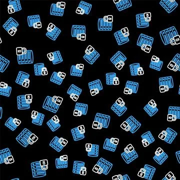 Line Server security with closed padlock icon isolated seamless pattern on bl 스톡 일러스트