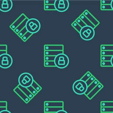 Line Server security with closed padlock icon isolated seamless pattern on bl 스톡 일러스트