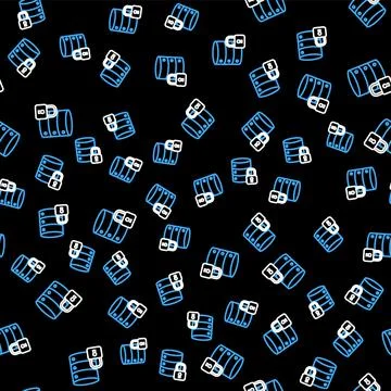 Line Server security with closed padlock icon isolated seamless pattern on black Stock Illustration