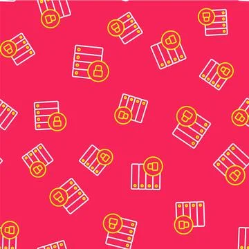 Line Server security with closed padlock icon isolated seamless pattern on .. Stock Illustration