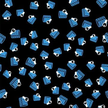 Line Server security with key icon isolated seamless pattern on black background Stock Illustration