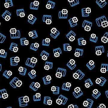 Line Server with shield icon isolated seamless pattern on black background イラスト素材