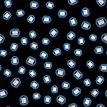 Line Server with shield icon isolated seamless pattern on black background イラスト素材