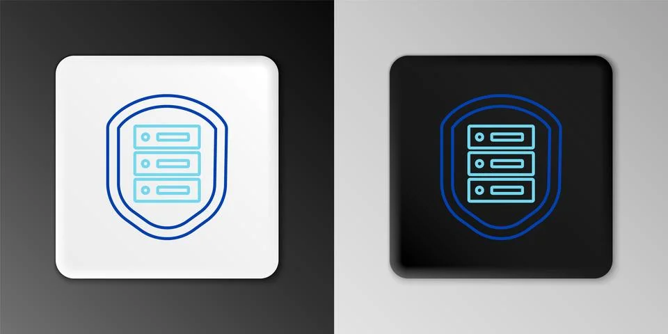 Line Server with shield icon isolated on grey background. Protection agains.. Stock Illustration