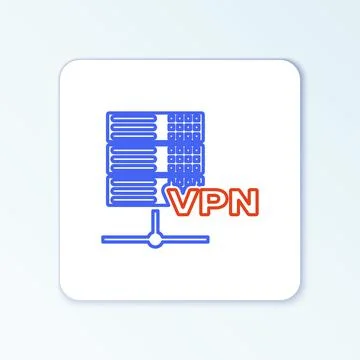 Line Server VPN icon isolated on white background. Colorful outline concept Illustrazione stock