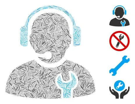 Line Service Operator Icon Vector Mosaic イラスト素材