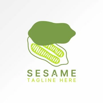 Line Sesame split seed fruit plant herb agriculture vegetable food diet eat Stock Illustration