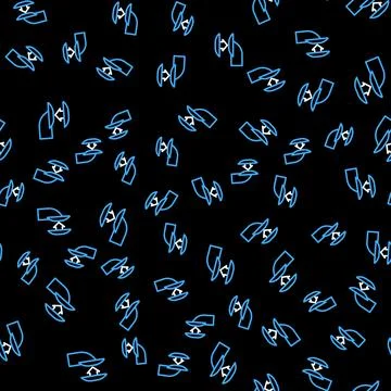 Line Set of false nails for manicure icon isolated seamless pattern on black Stock Illustration