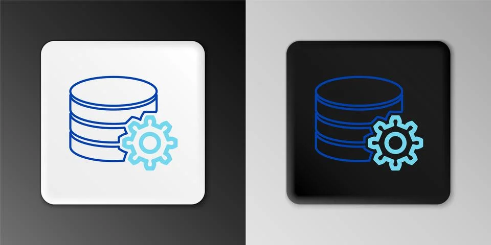 Line Setting database server icon isolated on grey background. Database Center Stock Illustration