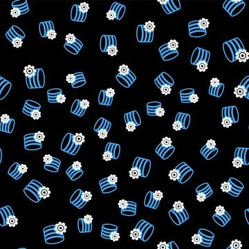 Line Setting database server icon isolated seamless pattern on black background 스톡 일러스트
