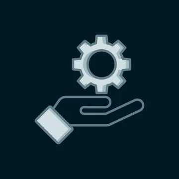 Line Settings in the hand icon isolated on black background. Flat filled ou.. Stock Illustration