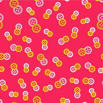 Line Sewing button for clothes icon isolated seamless pattern on red background Stock Illustration