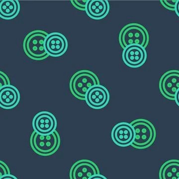 Line Sewing button for clothes icon isolated seamless pattern on blue background Stock Illustration
