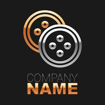 Line Sewing button for clothes icon isolated on black background. Clothing Illustrazione stock