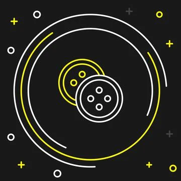 Line Sewing button for clothes icon isolated on black background. Clothing Stock Illustration