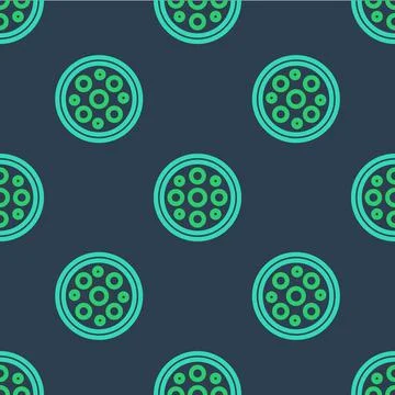 Line Sewing button for clothes icon isolated seamless pattern on blue backgro Stock Illustration