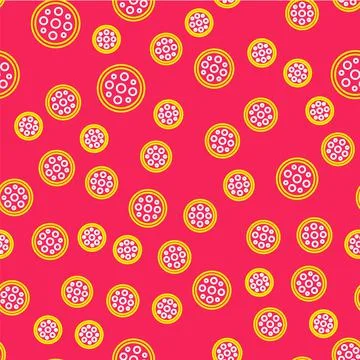 Line Sewing button for clothes icon isolated seamless pattern on red backgrou Stockillustratie
