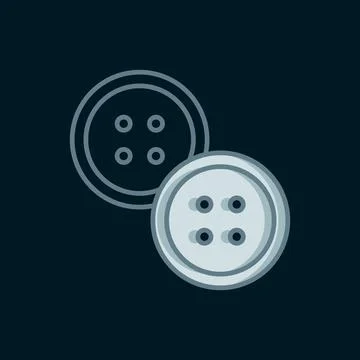 Line Sewing button for clothes icon isolated on black background. Clothing .. Stock Illustration