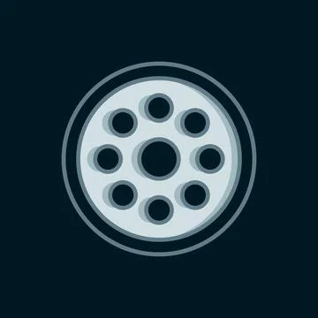 Line Sewing button for clothes icon isolated on black background. Clothing .. Stock Illustration