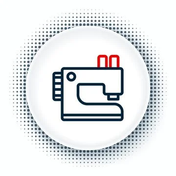 Line Sewing machine icon isolated on white background. Colorful outline con.. Stock Illustration
