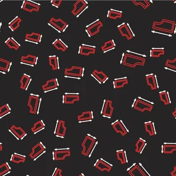 Line Sewing pattern icon isolated seamless pattern on black background. Markings 스톡 일러스트