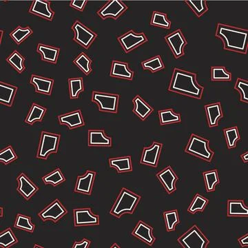 Line Sewing pattern icon isolated seamless pattern on black background. Mar.. Stock Illustration