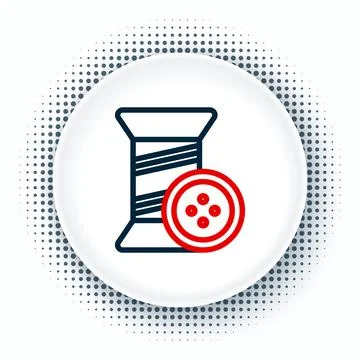 Line Sewing thread on spool and button icon isolated on white background. Yarn Stock Illustration