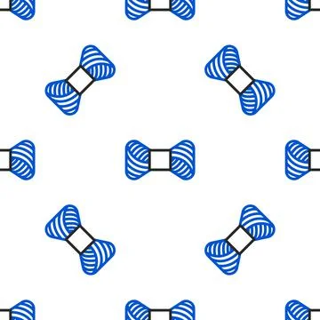 Line Sewing thread on spool icon isolated seamless pattern on white background Illustrazione stock