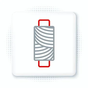 Line Sewing thread on spool icon isolated on white background. Yarn spool Stock Illustration