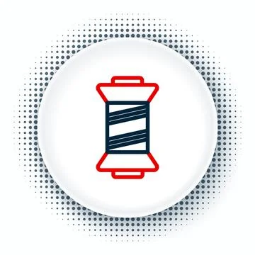 Line Sewing thread on spool icon isolated on white background. Yarn spool Stock Illustration