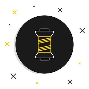Line Sewing thread on spool icon isolated on white background. Yarn spool Stock Illustration