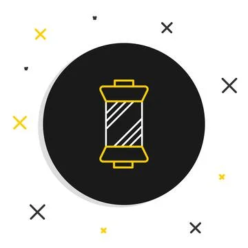 Line Sewing thread on spool icon isolated on white background. Yarn spool Stock Illustration