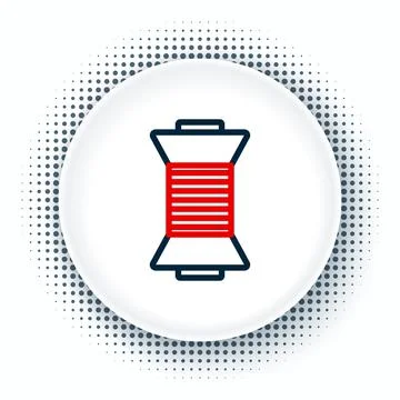 Line Sewing thread on spool icon isolated on white background. Yarn spool Stock Illustration
