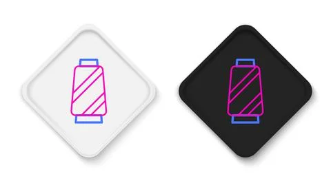 Line Sewing thread on spool icon isolated on white background. Yarn spool. Th Stock Illustration