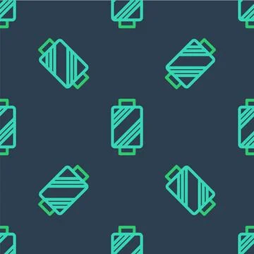 Line Sewing thread on spool icon isolated seamless pattern on blue backgrou.. Illustrazione stock