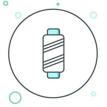 Line Sewing thread on spool icon isolated on white background. Yarn spool. .. Stock Illustration