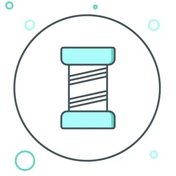 Line Sewing thread on spool icon isolated on white background. Yarn spool. .. Stock Illustration